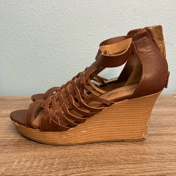 American Eagle Gladiator Peep Toe Wedge Heels - Brown - Size 11 - Picture 6 of 8